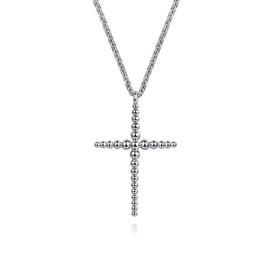 925 Sterling Silver Bujukan Beads Cross Pendant Necklace