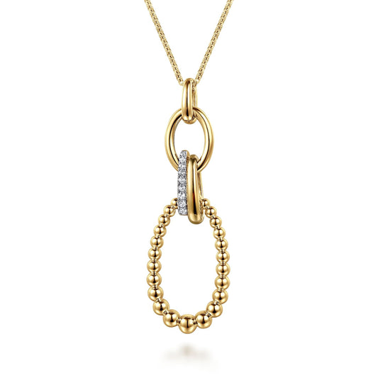 14K Yellow Gold Bujukan Diamond Link Pendant Necklace