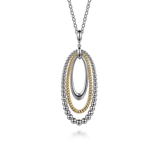 925 Sterling Silver and 14K Yellow Gold Bujukan Rope Circle Pendant Necklace