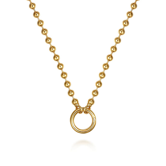 14K Yellow Gold Bujukan Beaded Chain Necklace