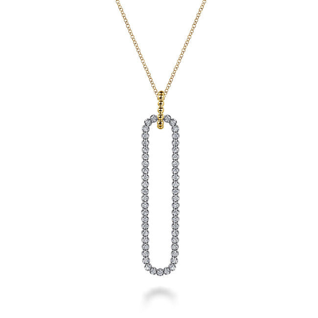 14K White & Yellow Gold Bujukan Beads and Diamond Pendant Necklace