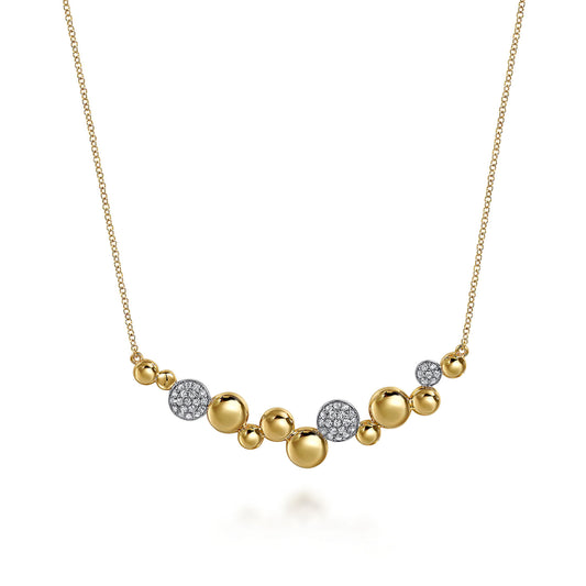 14K White & Yellow Gold Bujukan Pavé Diamond Pendant Necklace