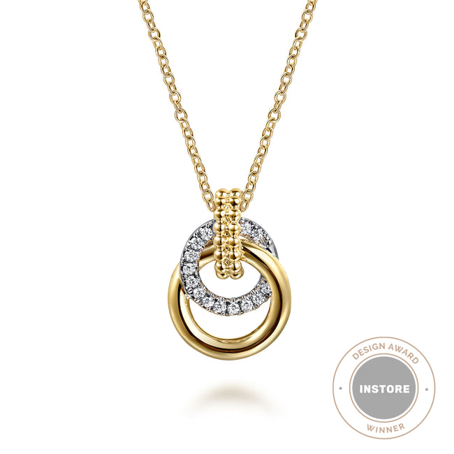 14K White & Yellow Gold Bujukan Diamond Pendant Necklace