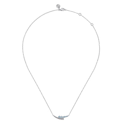 925 Sterling Silver Bujukan and Blue Topaz Bypass Bar Necklace
