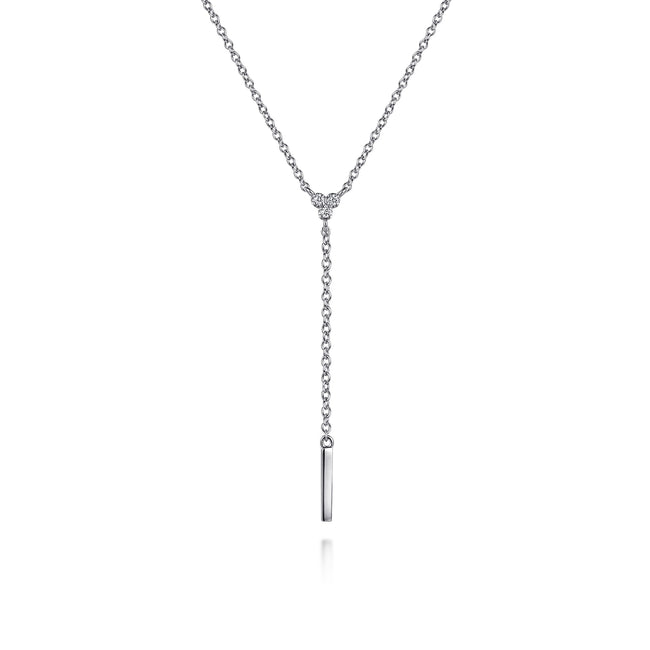 925 Sterling Silver Diamond Y Necklace