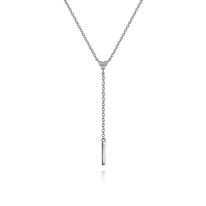 925 Sterling Silver Diamond Y Necklace