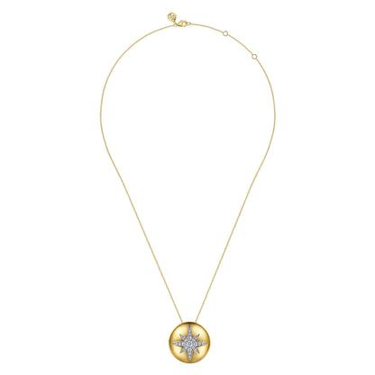 14K Yellow Gold Diamond Starburst Pendant Necklace