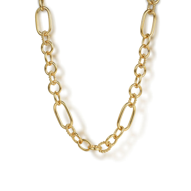 14K Yellow Plain Gold Bujukan Link Chain Necklace