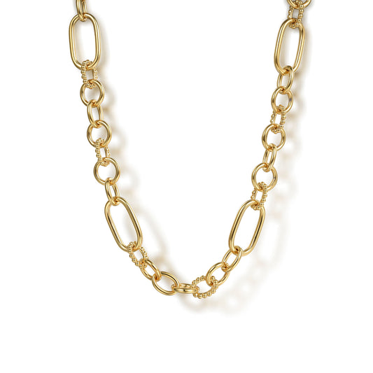 14K Yellow Plain Gold Bujukan Link Chain Necklace