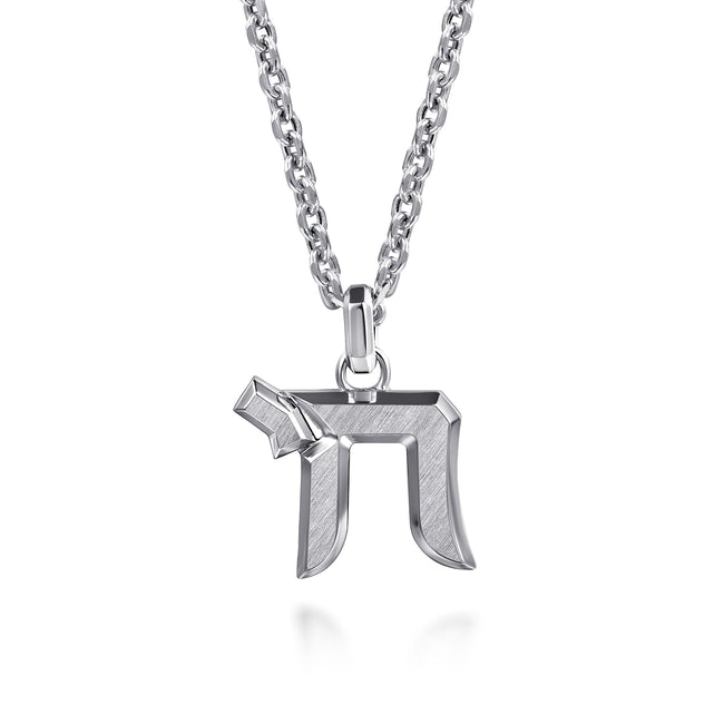 22 Inch 925 Sterling Silver Chai Pendant Necklace