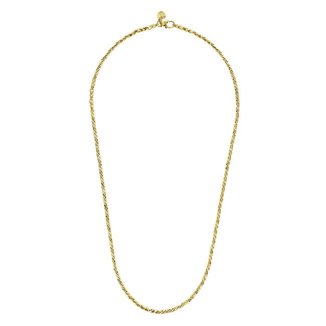 22 Inch 14K Yellow Gold Hollow Men's Link Chain Necklace