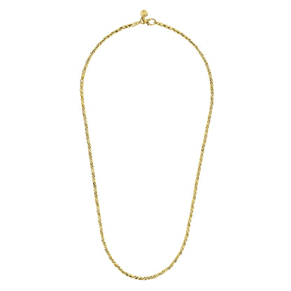 22 Inch 14K Yellow Gold Hollow Men's Link Chain Necklace
