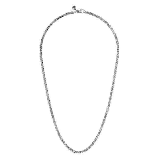 22 Inch 925 Sterling Silver Solid Men's Wheat Chain Necklace