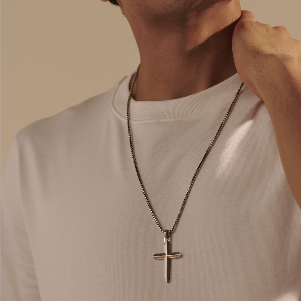 Cross Pendant Necklace, Sterling Silver