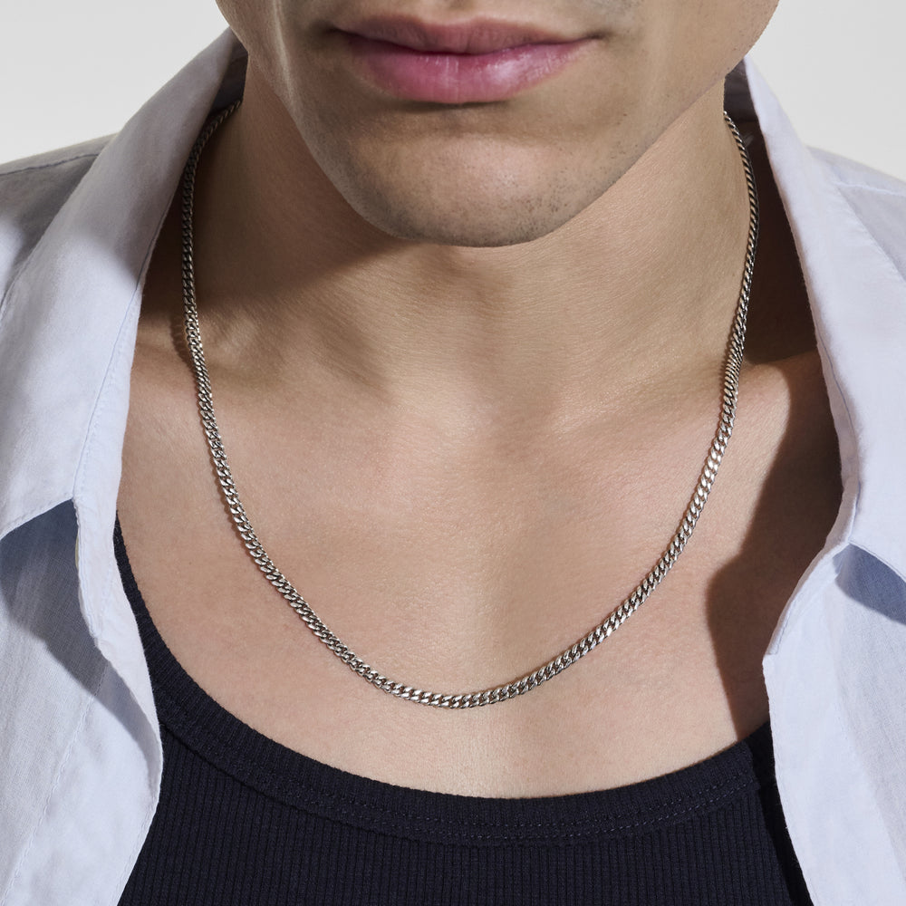 Curb Chain Necklace, Sterling Silver, 3.9MM