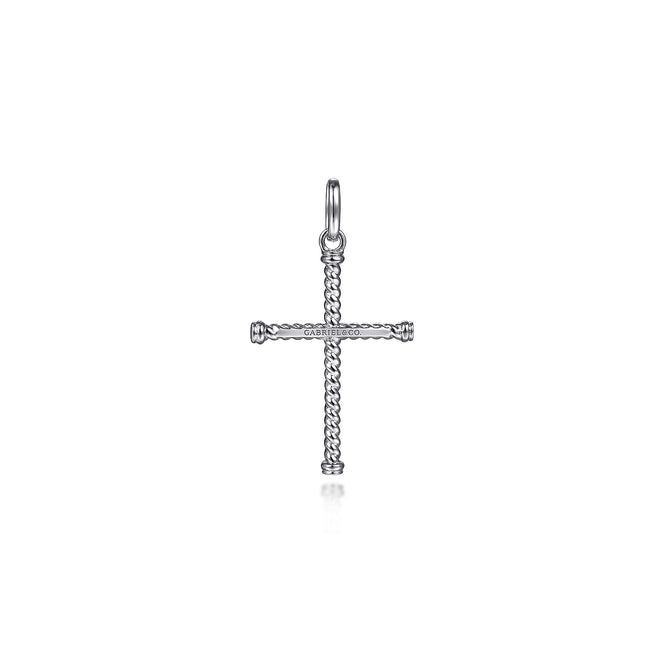 925 Sterling Silver Twisted Rope Cross Pendant