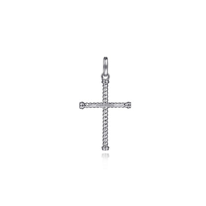 925 Sterling Silver Twisted Rope Cross Pendant
