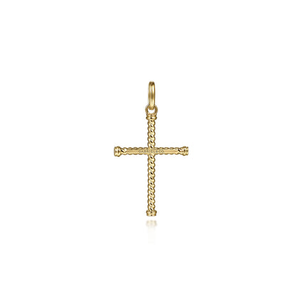 14K Yellow Gold Twisted Rope Cross Pendant