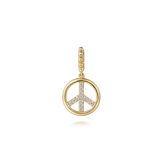 14K Yellow Gold Bujukan Diamond Peace Charm
