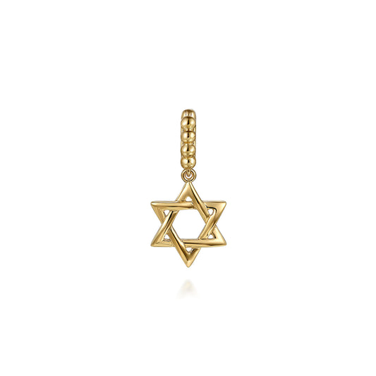 14K Yellow Plain Gold Bujukan Star Of David Charm