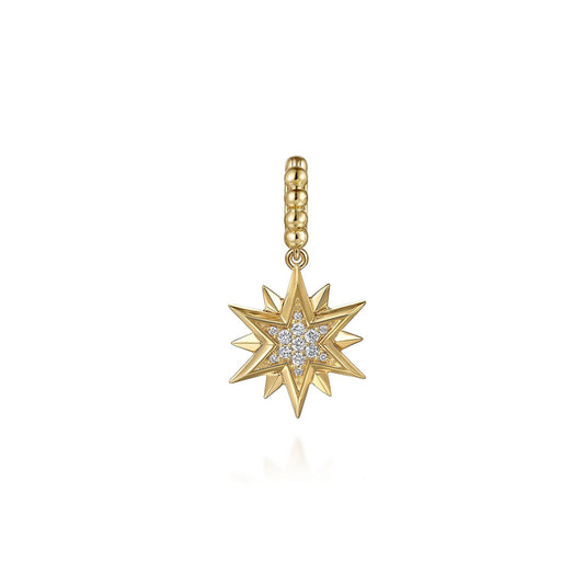 14K Yellow Gold Bujukan Diamond Starburst Medallion Pendant