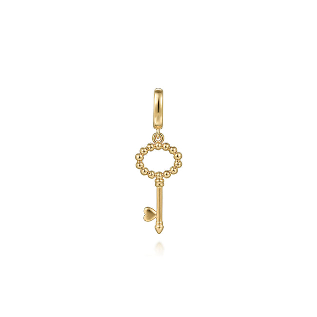 14K Yellow Plain Gold Bujukan Key Charm Pendant