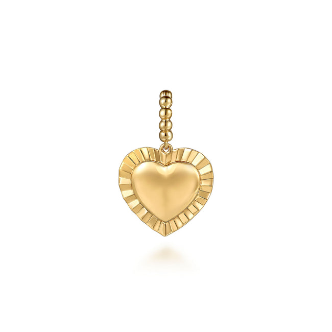 14K Yellow Plain Gold Bujukan Heart Medallion Pendant