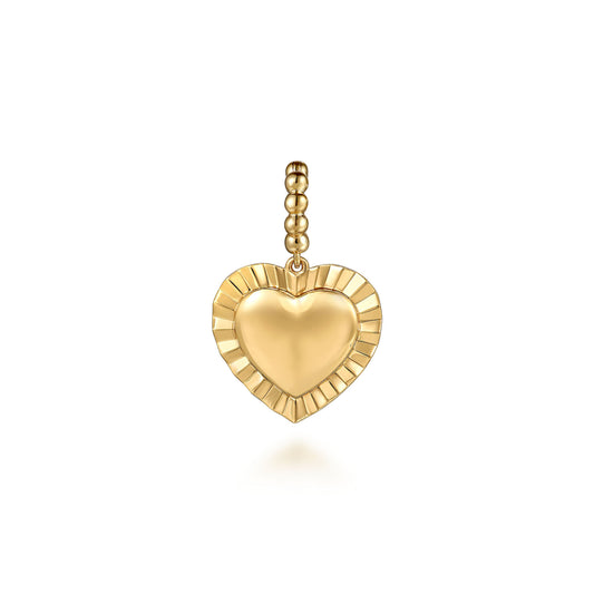 14K Yellow Plain Gold Bujukan Heart Medallion Pendant