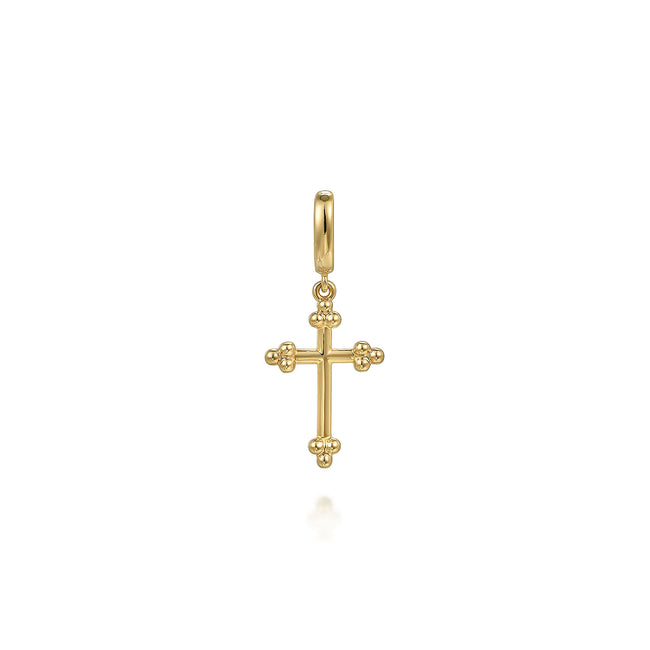 14K Yellow Plain Gold Bujukan Cross Charm Pendant