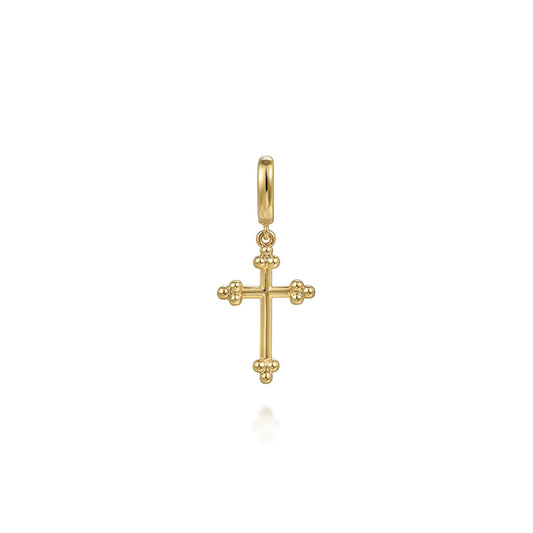 14K Yellow Plain Gold Bujukan Cross Charm Pendant