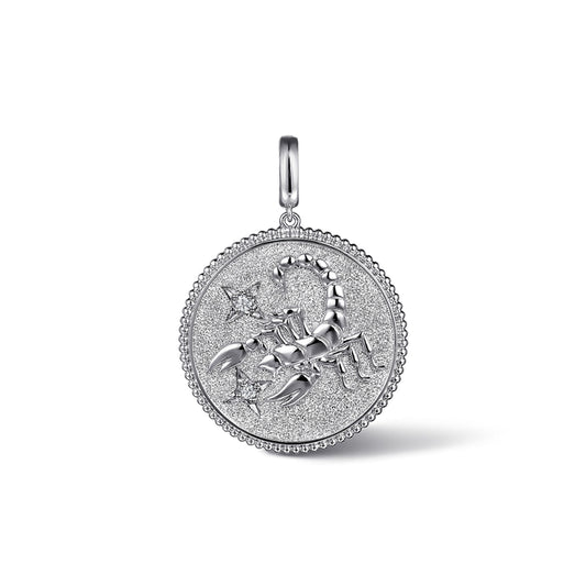 925 Sterling Silver White Sapphire Bujukan Scorpio Medallion Pendant