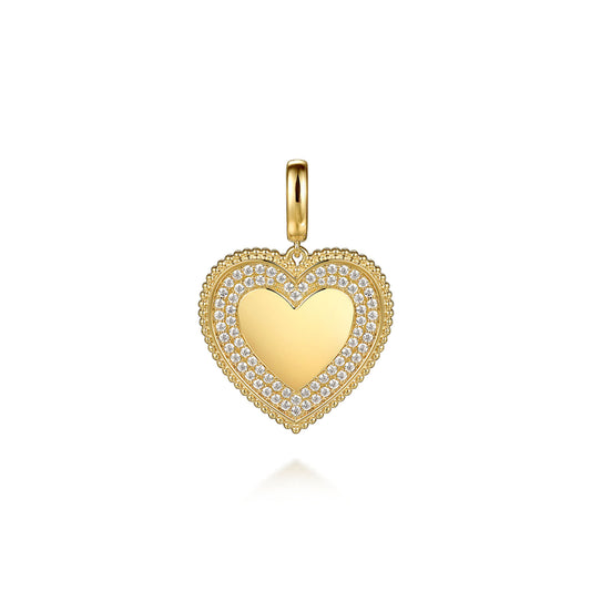 14K Yellow Gold Bujukan Diamond Heart Personalize Medallion