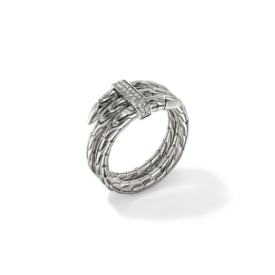Spear Ring, Silver, Diamonds, Wide