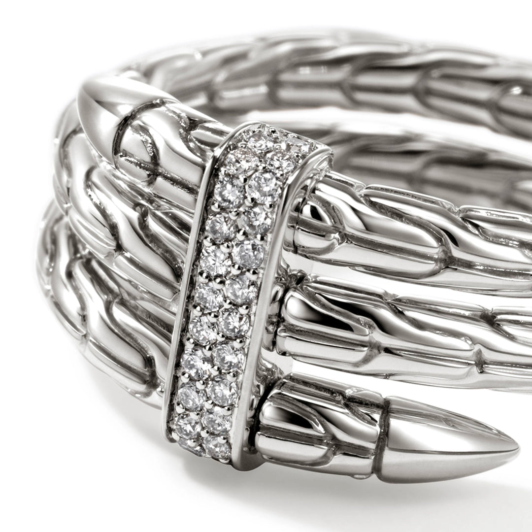 Spear Ring, Silver, Diamonds, Wide