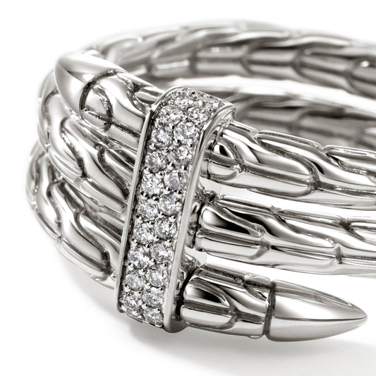 Spear Ring, Silver, Diamonds, Wide