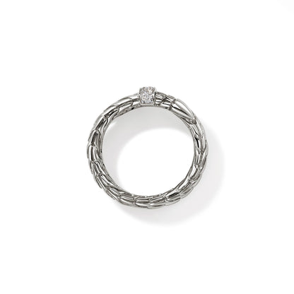 Spear Ring, Silver, Diamonds, Wide