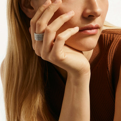 Rata Chain Band Ring, Sterling Silver, Wide