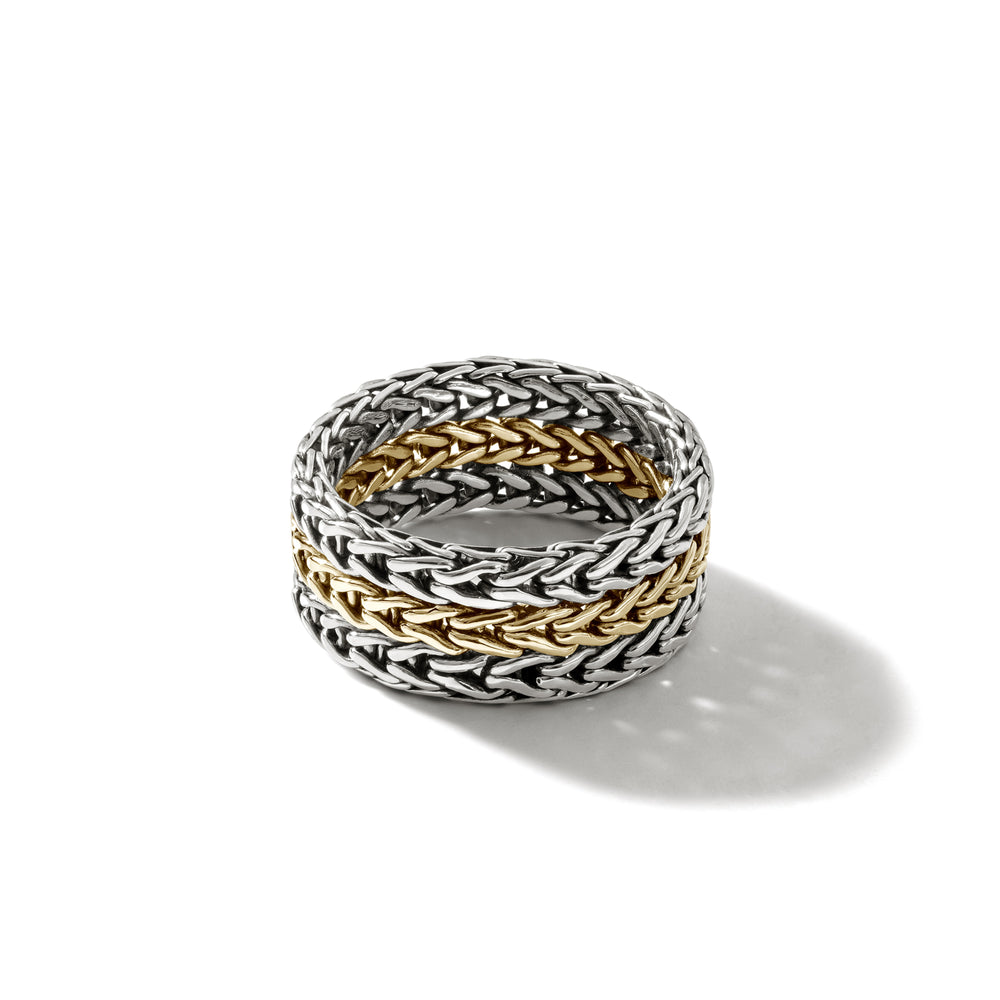 Rata Chain Ring, Silver, Gold, Wide