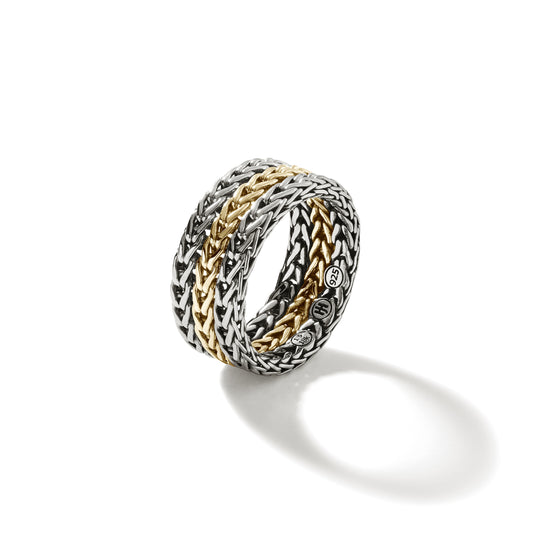 Rata Chain Ring, Silver, Gold, Wide