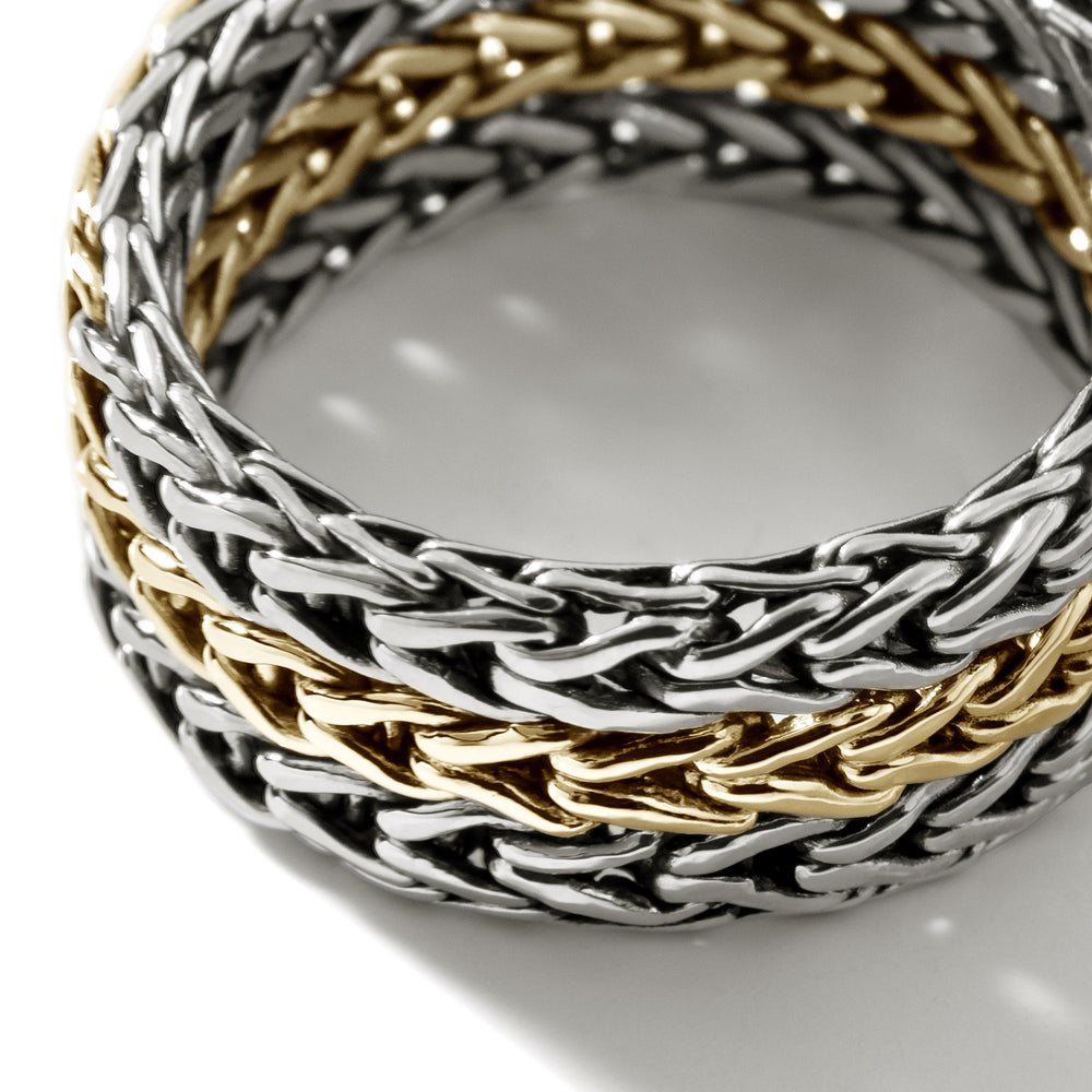 Rata Chain Ring, Silver, Gold, Wide