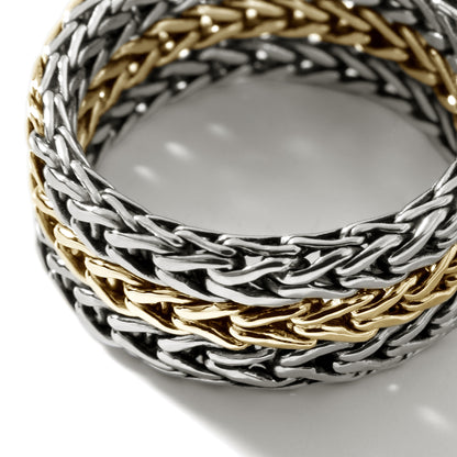 Rata Chain Ring, Silver, Gold, Wide