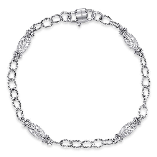 Sterling Silver Filigree Station Chain Bracelet