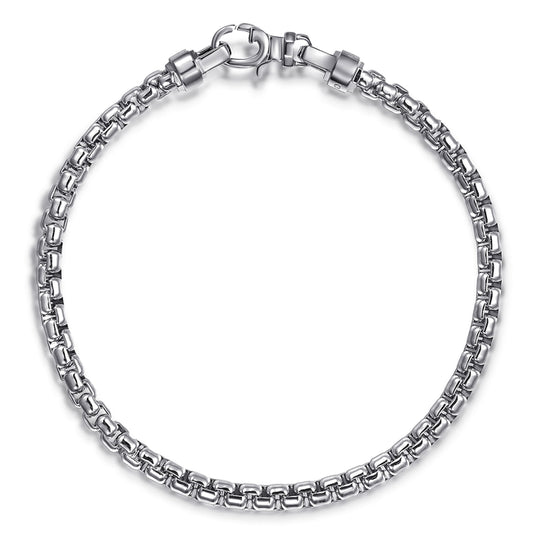 4mm 925 Sterling Silver Solid Mens Round Box Chain Bracelet