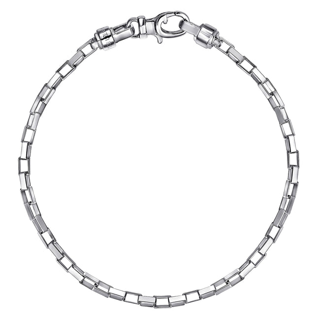 2.5mm Width 925 Sterling Solid Silver Men's Box Chain Bracelet