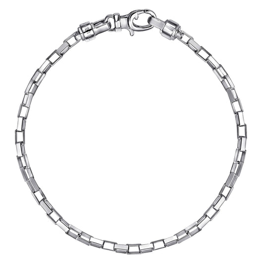 2.5mm Width 925 Sterling Solid Silver Men's Box Chain Bracelet