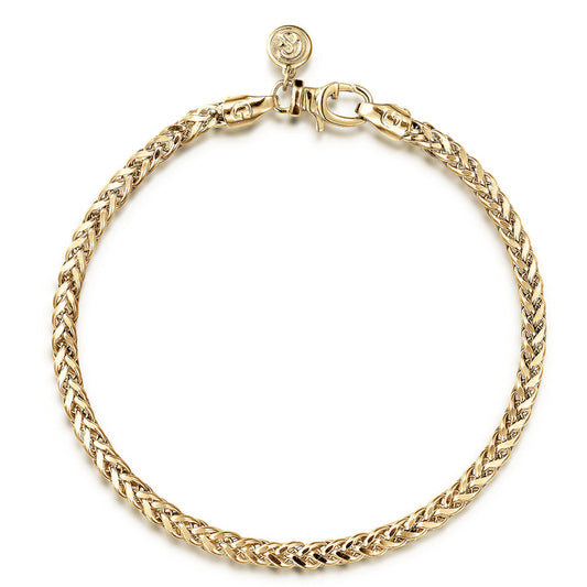 14K Yellow Gold Men's Wheat Chain Bracelet
