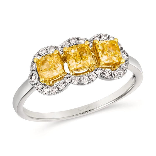 Le Vian® Ring featuring 7/8 cts. Fancy Light Yellow Diamond, 1/5 cts. Vanilla Diamonds® set in 14K Two Tone Gold