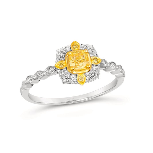Le Vian Couture® Ring featuring 3/8 cts. Fancy Light Yellow Diamond, 1/10 cts. Vanilla Diamonds® set in P95