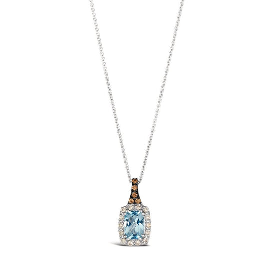 Le Vian® Pendant featuring 3/4 cts. Sea Blue Aquamarine®, 1/8 cts. Nude Diamonds™, 1/20 cts. Chocolate Diamonds® set in 14K Vanilla Gold®
