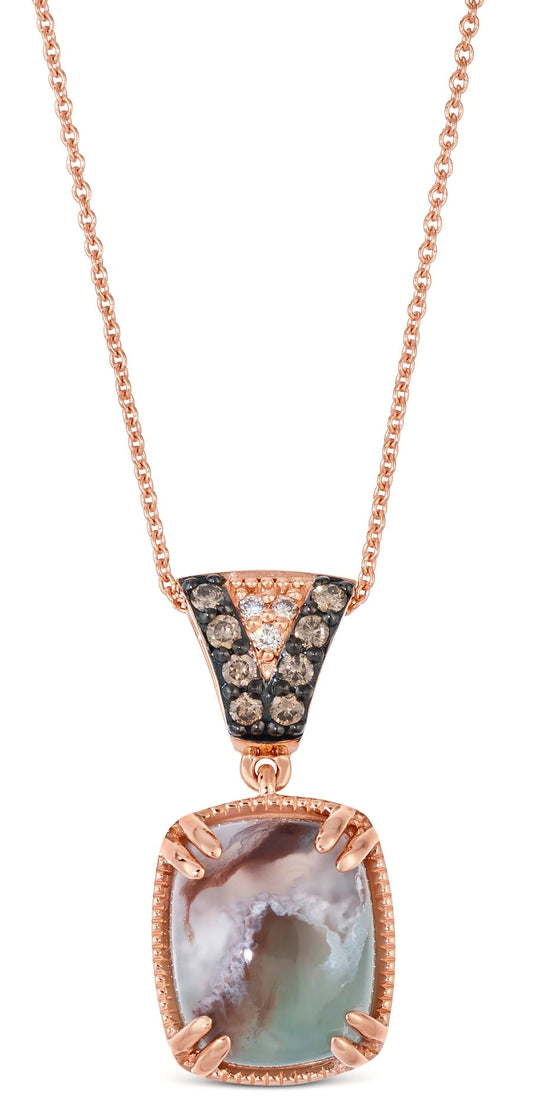 Le Vian® Pendant featuring 5 cts. Peacock Aquaprase™, 1/10 cts. Chocolate Diamonds®, Nude Diamonds™ set in 14K Strawberry Gold®